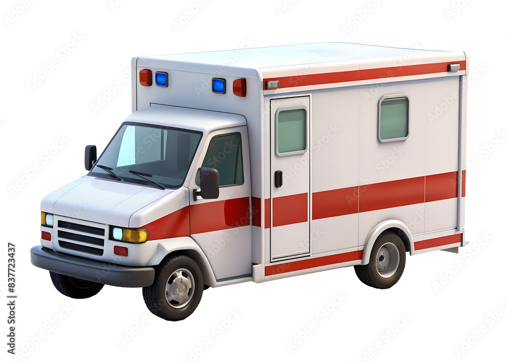 Cartoon ambulance vehicle with red and white colors png isolated on transparent background Cartoon ambulance vehicle with red and white colors png isolated on transparent background