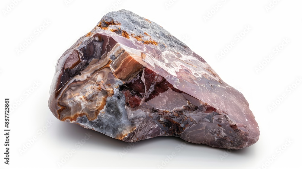 Musgravite stone, photographed in the studio on a white background, showing the surface details and beautiful color of the stone, Ai generated Images Musgravite stone, photographed in the studio on a white background, showing the surface details and beautiful color of the stone, Ai generated Images