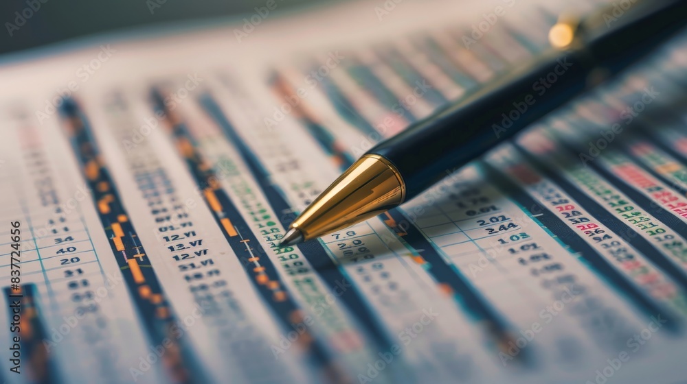 A close-up view of a financial analyst's spreadsheet, showcasing columns of numbers and financial formulas, highlighting detailed financial analysis. A close-up view of a financial analyst's spreadsheet, showcasing columns of numbers and financial formulas, highlighting detailed financial analysis.