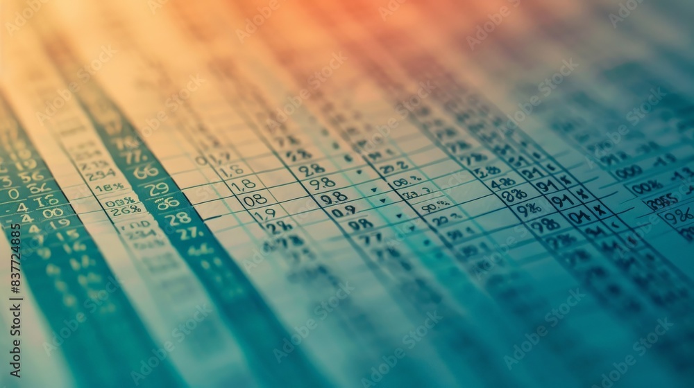 A close-up view of a financial analyst's spreadsheet, showcasing columns of numbers and financial formulas, highlighting detailed financial analysis. A close-up view of a financial analyst's spreadsheet, showcasing columns of numbers and financial formulas, highlighting detailed financial analysis.