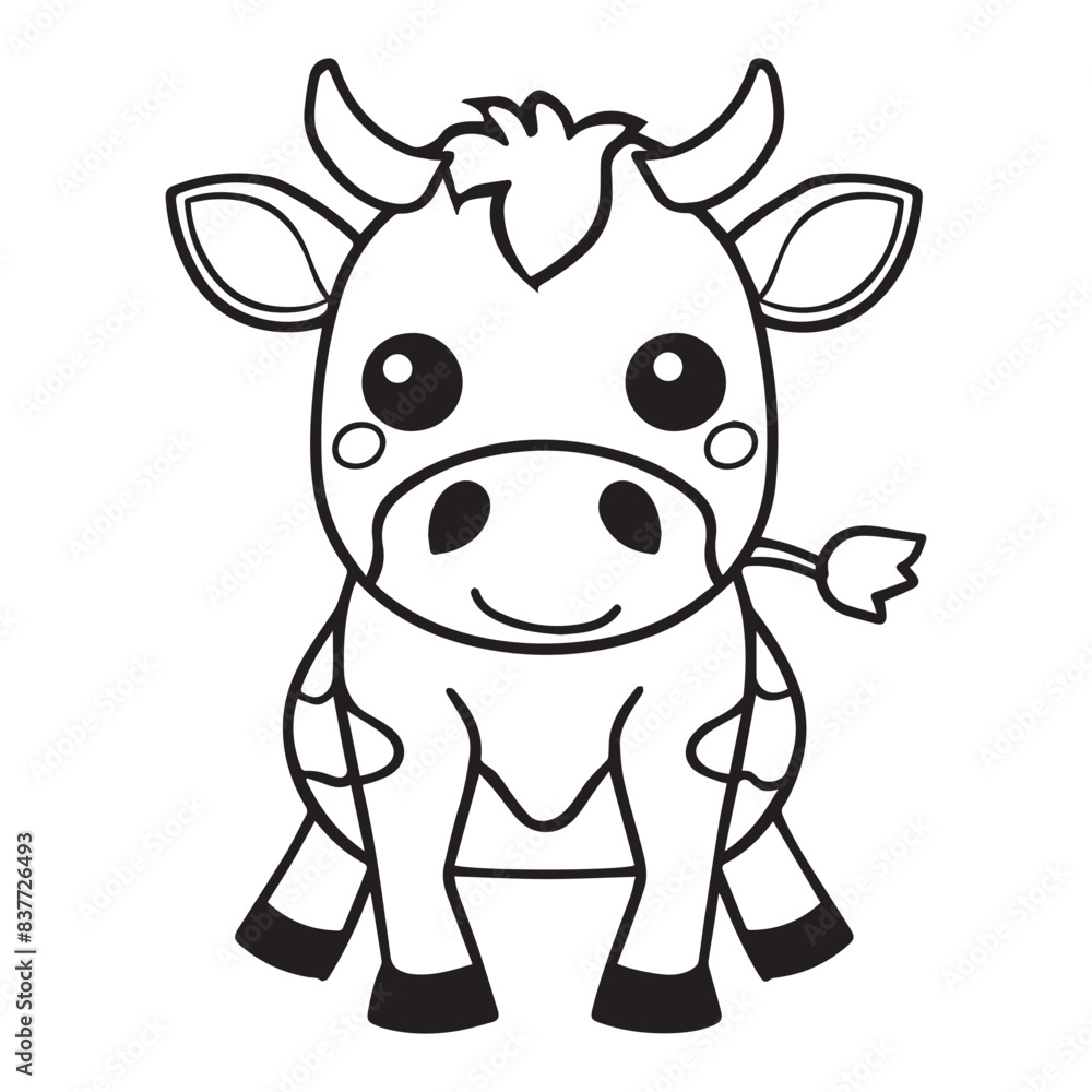 Cute simple cow icon design, black vector illustration on white background Cute simple cow icon design, black vector illustration on white background