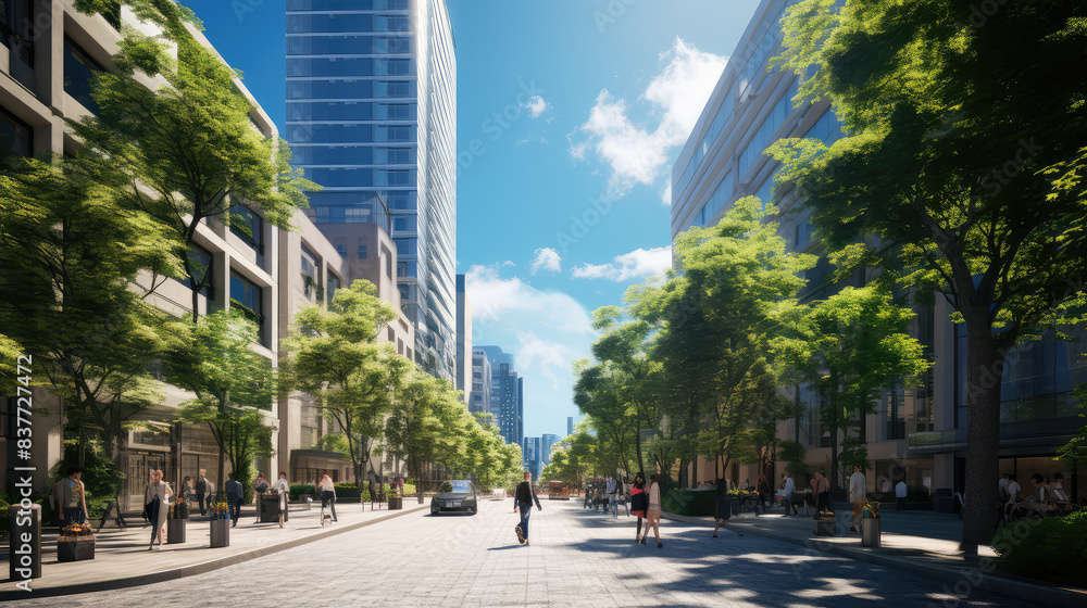 Obraz premium Modern City Street on a Sunny Day
