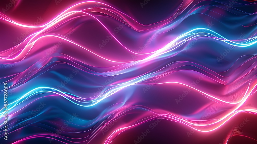 Futuristic Neon Lights in Dynamic Wavey Line Art, Modern Abstract Design Composition Futuristic Neon Lights in Dynamic Wavey Line Art, Modern Abstract Design Composition