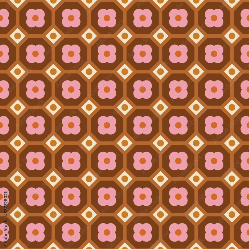 70's Retro Seamless Pattern. 60s and 70s Aesthetic Style. Retro Groovy Pattern in Brown, Beige and Pink 70's Retro Seamless Pattern. 60s and 70s Aesthetic Style. Retro Groovy Pattern in Brown, Beige and Pink