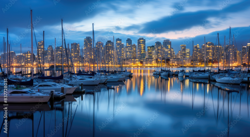 Fototapeta premium Serene City Marina at Dusk