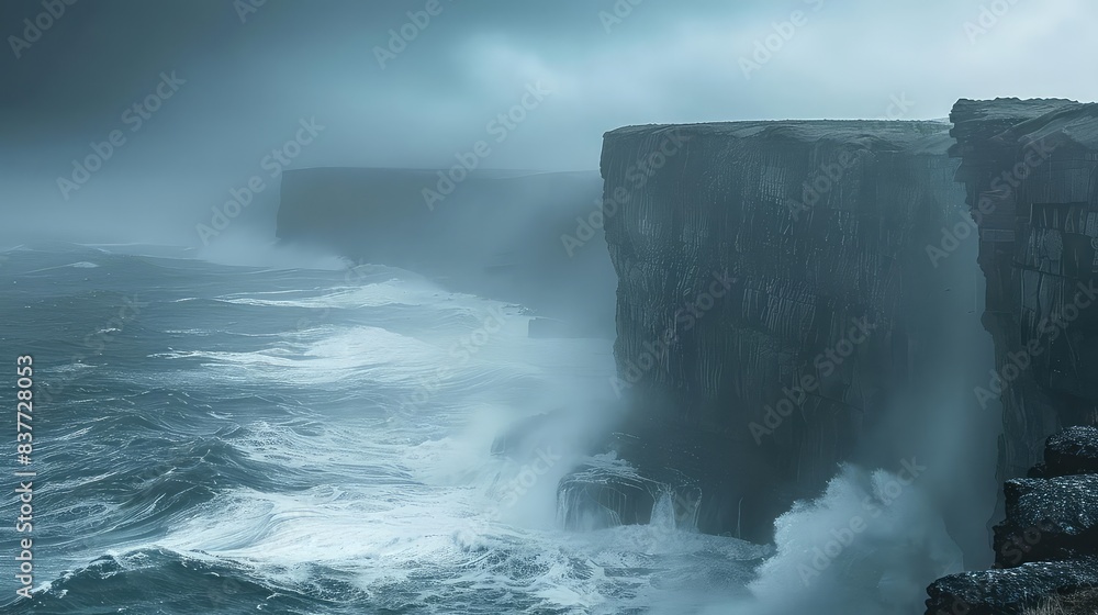 Cliffside scenic viewpoint, rugged coastline, stormy sea close up, focus on, copy space Double exposure silhouette with dramatic cliffs Cliffside scenic viewpoint, rugged coastline, stormy sea close up, focus on, copy space Double exposure silhouette with dramatic cliffs