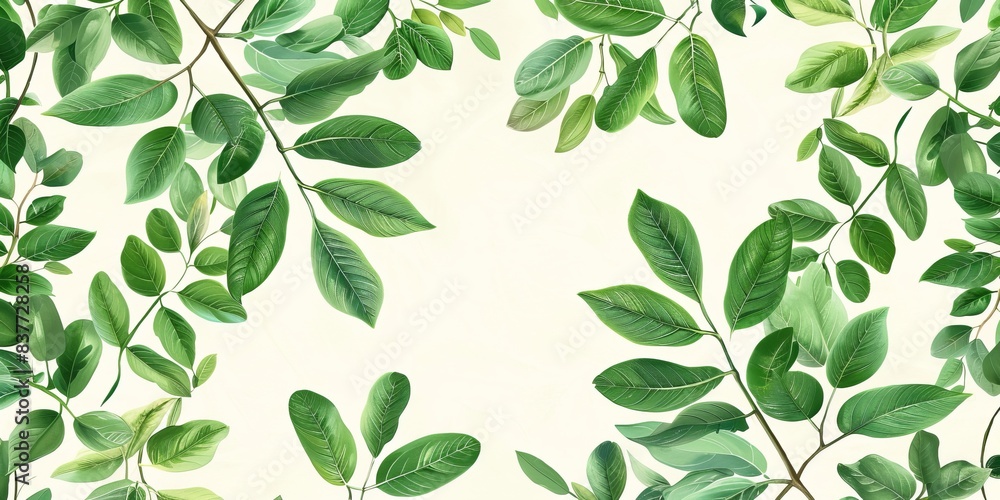 Natural pattern of tamarind thin branches with green leaves Natural pattern of tamarind thin branches with green leaves