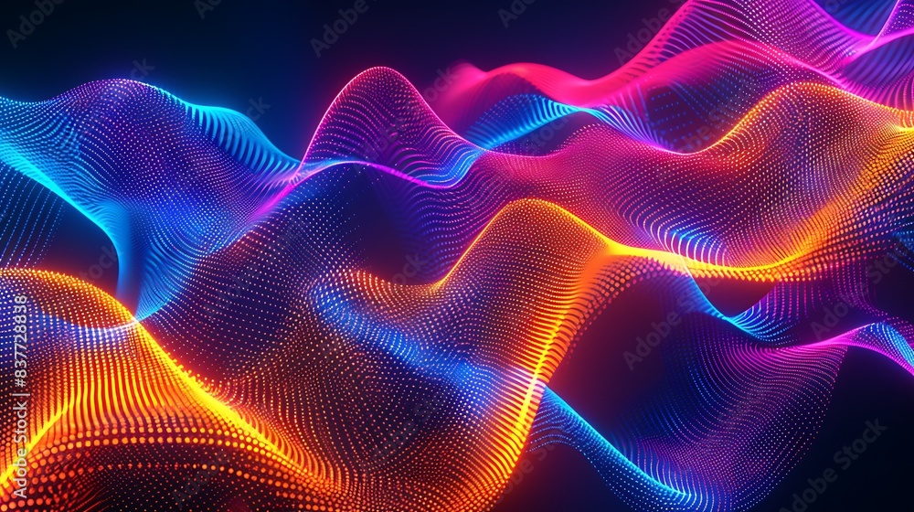 Vibrant Neon Lights Dancing in Wavey Line Art - Abstract Modern Design Concept Vibrant Neon Lights Dancing in Wavey Line Art - Abstract Modern Design Concept