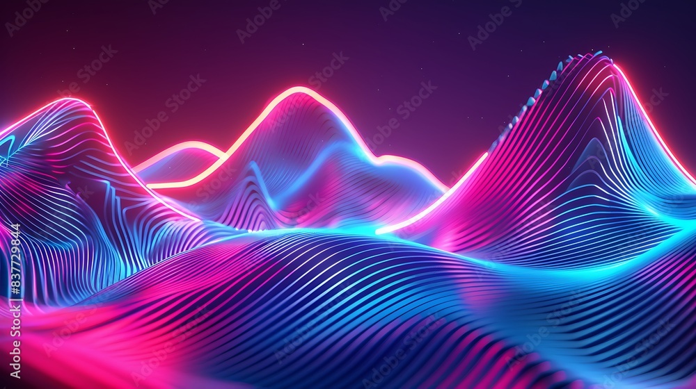Glowing Neon Lights in Abstract Wavey Line Art - Futuristic Modern Design Concept Glowing Neon Lights in Abstract Wavey Line Art - Futuristic Modern Design Concept