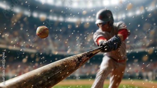 A dynamic image capturing the exact moment a baseball bat hits the ball during a game
