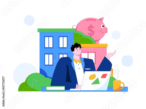 Home loan flat vector concept operation illustration
