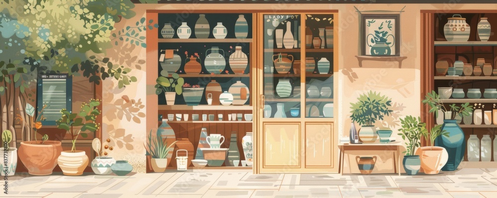 Pop-up shop selling handmade pottery Pop-up shop selling handmade pottery