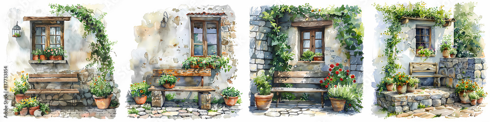 collection of watercolor cozy garden, jpg, generated ai collection of watercolor cozy garden, jpg, generated ai