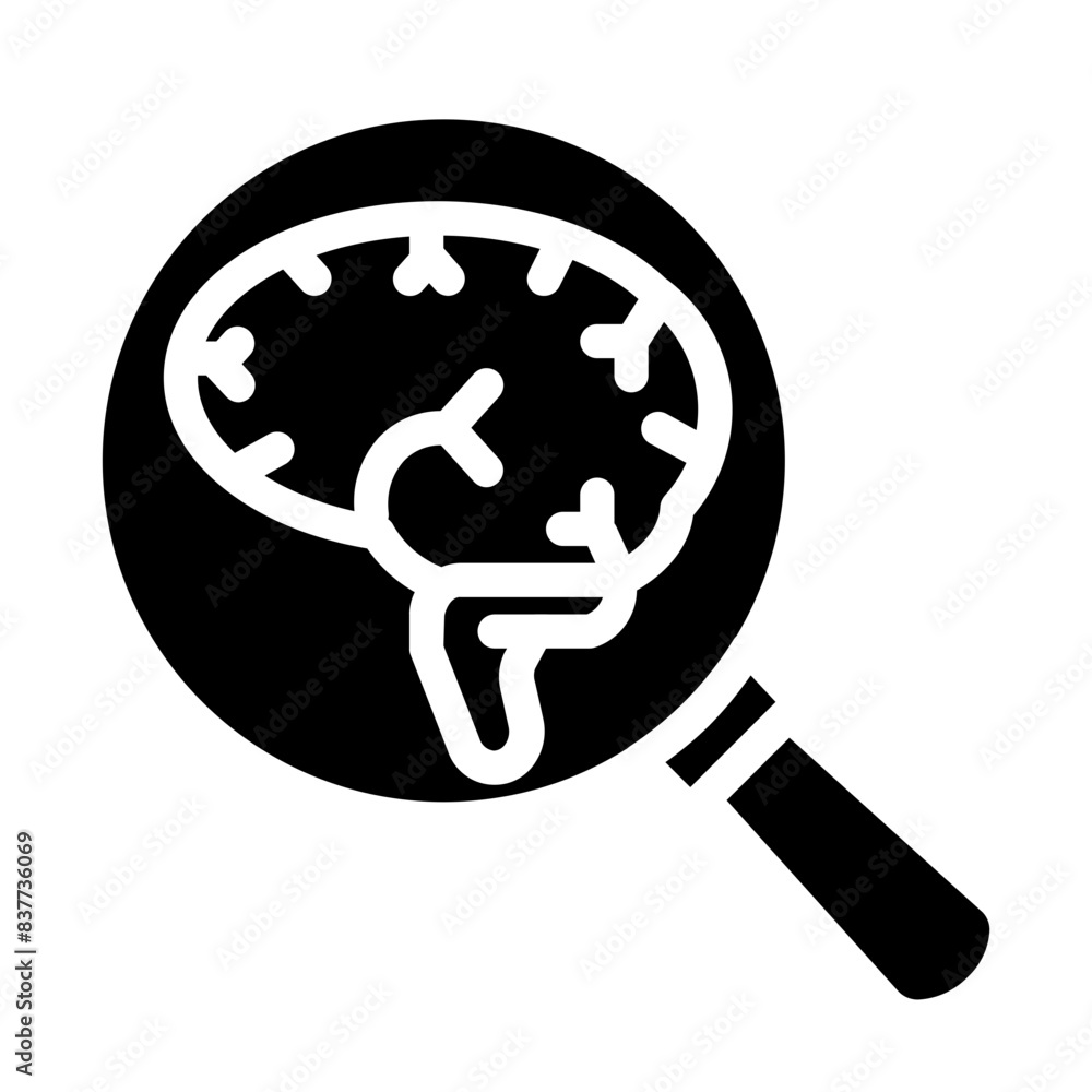 Look for the source of the problem in the brain solid icon style Look for the source of the problem in the brain solid icon style
