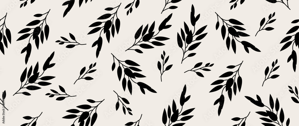 Fototapeta premium Vector seamless background. Minimalistic abstract floral pattern. Modern print on a light background. Ideal for textile design, screensavers, covers, cards, invitations and posters.