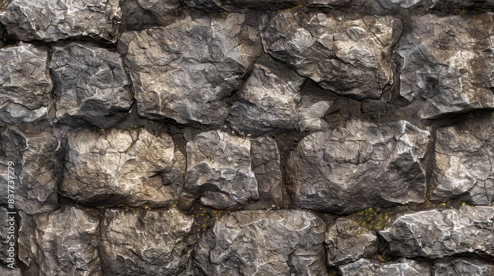 Close-up of rugged stone wall texture showcasing weathered gray rocks stacked in an ancient architectural style. Close-up of rugged stone wall texture showcasing weathered gray rocks stacked in an ancient architectural style.
