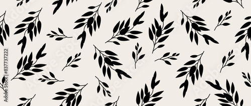 Vector seamless background. Minimalistic abstract floral pattern. Modern print on a light background. Ideal for textile design, screensavers, covers, cards, invitations and posters.