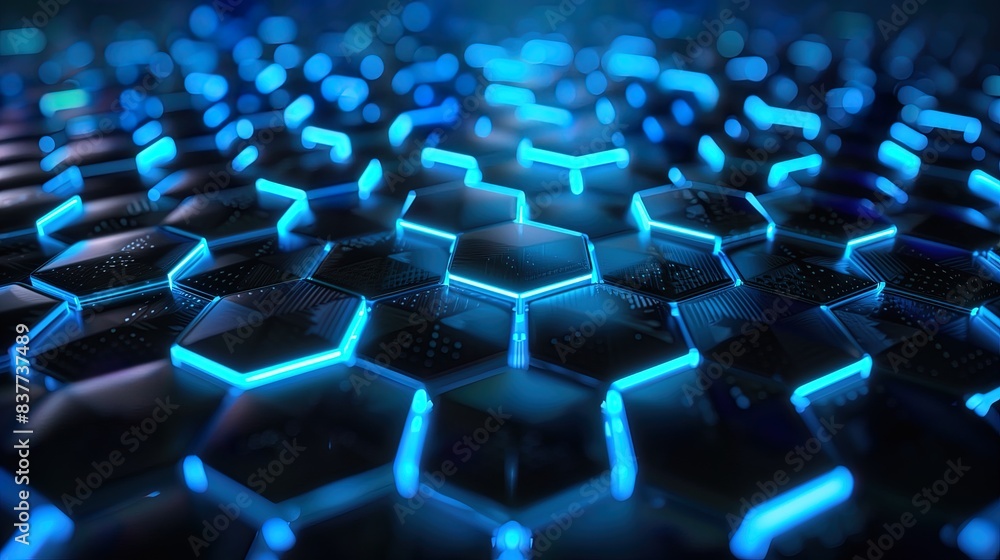 a honeycomb shaped net composed of illuminated lines with glowing dots, technological and futuristic background a honeycomb shaped net composed of illuminated lines with glowing dots, technological and futuristic background