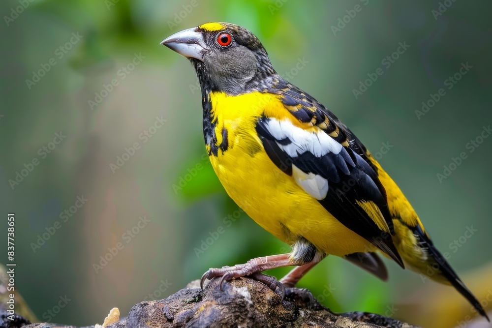 Fototapeta premium Spot-winged Grosbeak, Beautiful bird in Thailand.