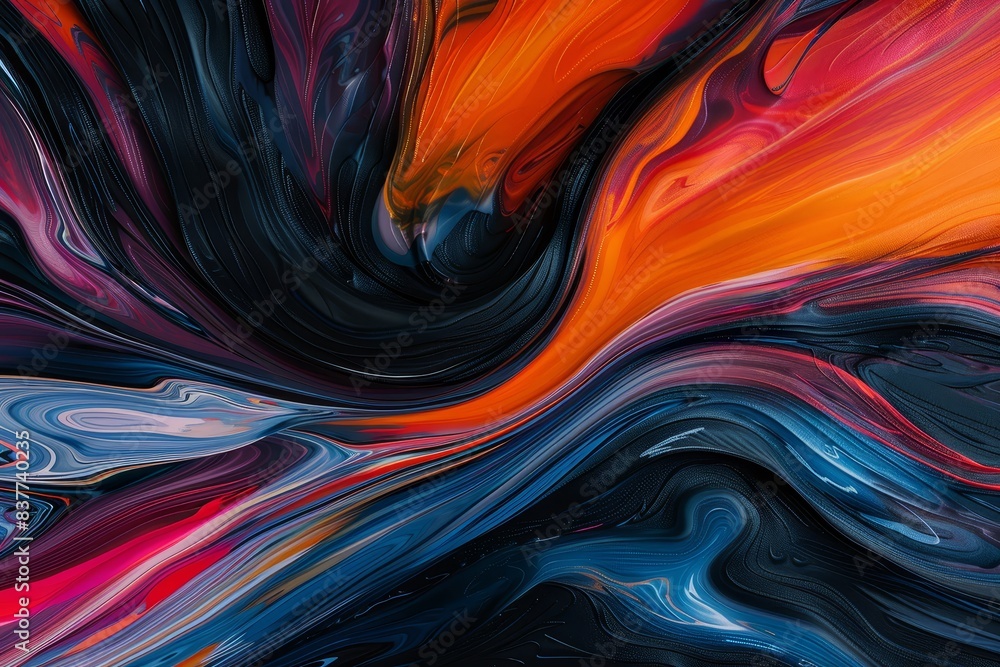 Vibrant abstract painting with swirling strokes of orange, blue, and pink, creating a dynamic and colorful visual effect. Vibrant abstract painting with swirling strokes of orange, blue, and pink, creating a dynamic and colorful visual effect.