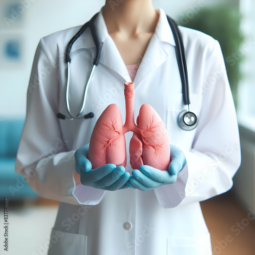 Vital Breath: Doctor Holding Lungs in Medical Setting