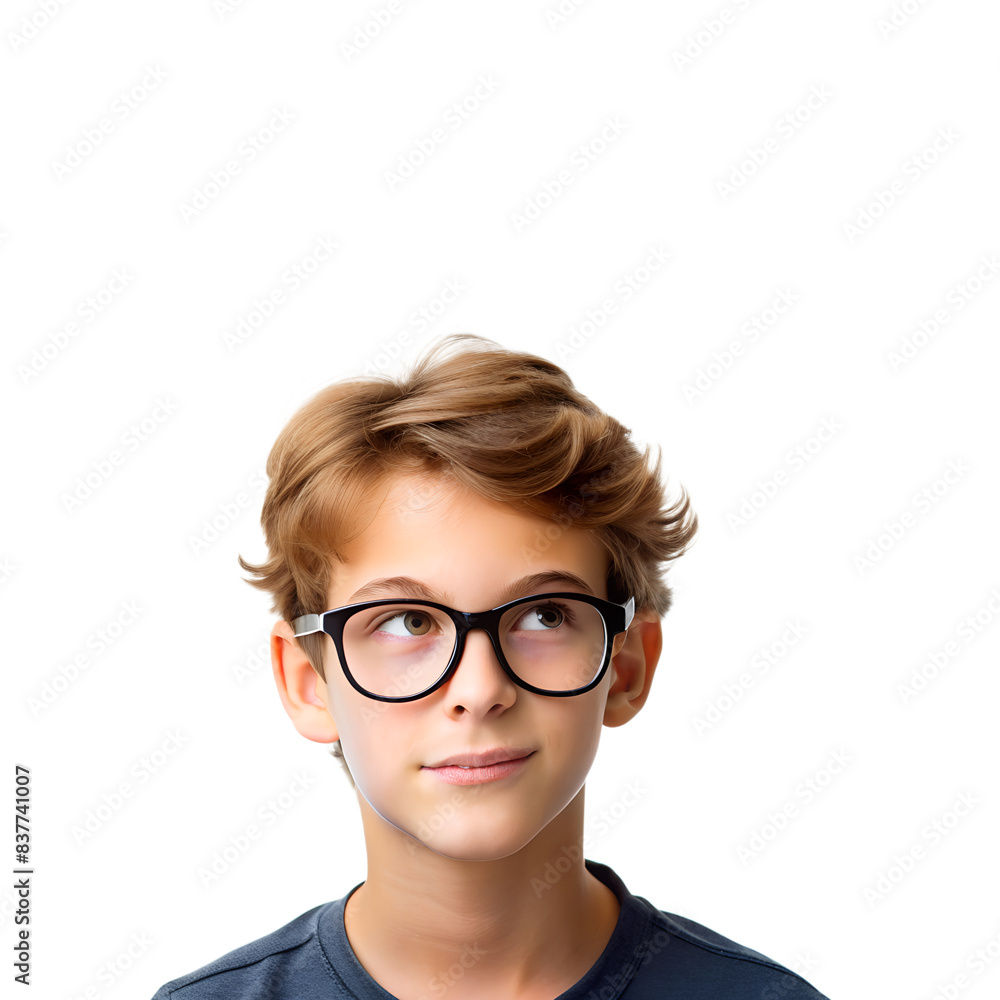 Portrait of a thinking young boy isolated on white background Portrait of a thinking young boy isolated on white background