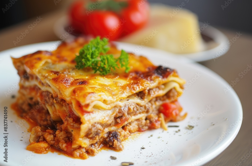 Homemade Lasagna Dish with Melted Cheese Homemade Lasagna Dish with Melted Cheese