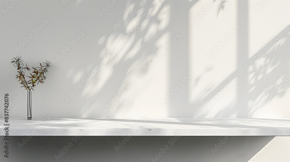 Sleek White Minimalist Table With Serene Backdrop for Clean Modern Product Display Sleek White Minimalist Table With Serene Backdrop for Clean Modern Product Display