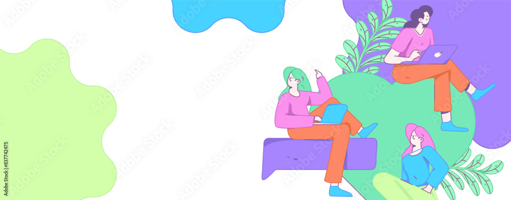 Fototapeta premium 3.12 International Women's Day professional women flat character vector concept operation hand drawn illustration 