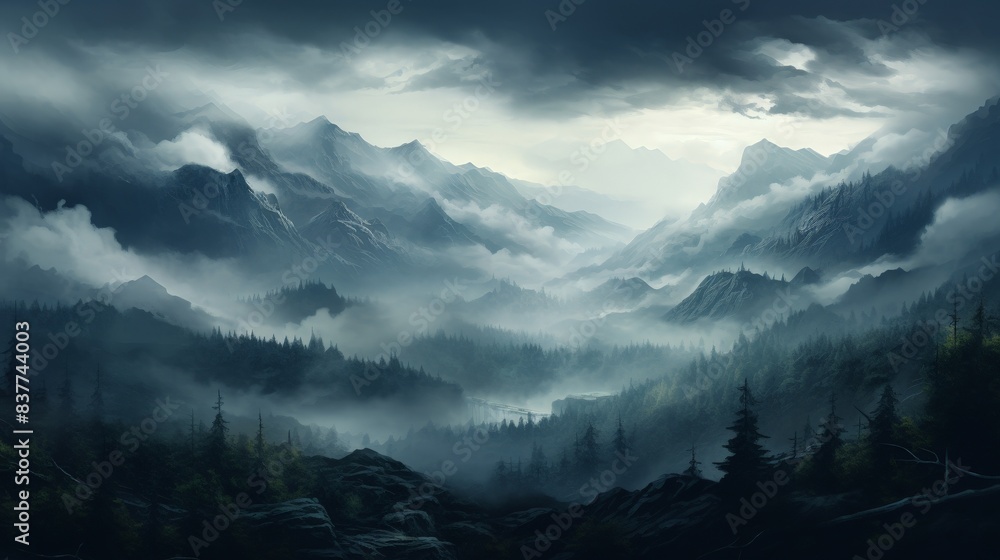 Cloudy Mists Layers Abstract Landscape Cloudy Mists Layers Abstract Landscape