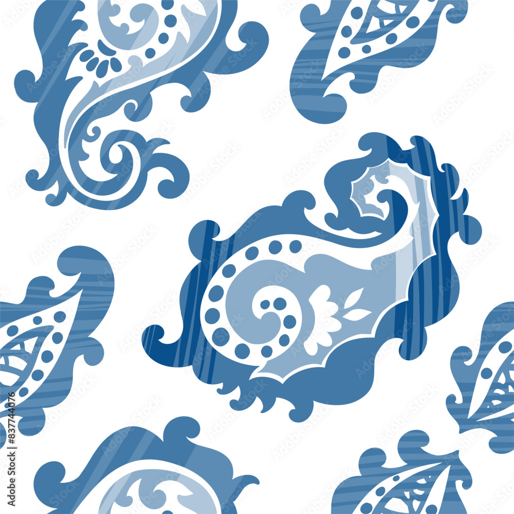 Fototapeta premium Paisley Blue Pattern Seamless Design