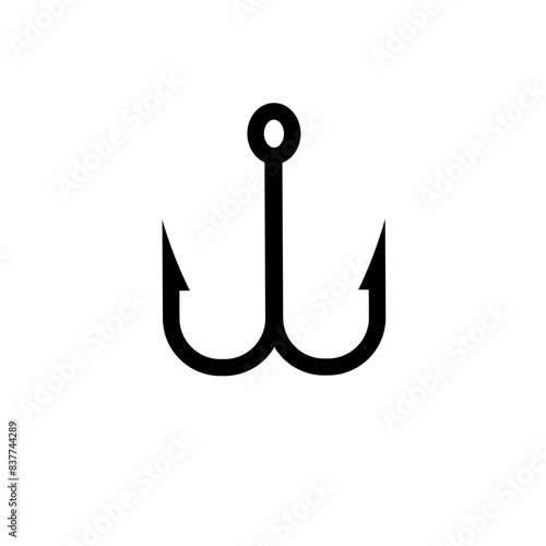 Fishing Bait, Double Hook Solid Flat Vector Icon Isolated on White Background.