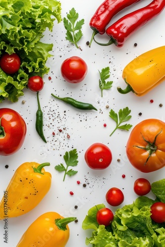 Fresh vegetables on a white background. Composition of Vegetarian Nutrition Vitamins Healthy Lifestyle