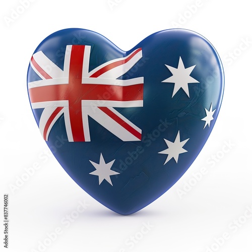Free Download 3d heart with the Australia flag on it, white background - GFXLoad