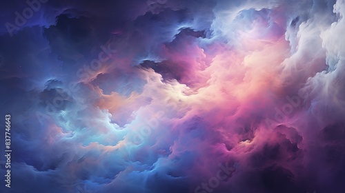 subtle abstract background featuring colorful nebula clouds floating in space photo