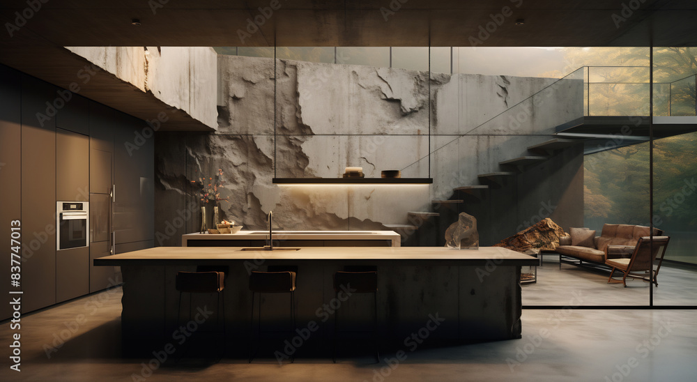 Rustic Loft Kitchen with Sunlight Rustic Loft Kitchen with Sunlight