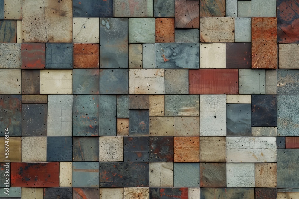 Colorful wooden tile wall with varied hues and patterns, creating a unique and rustic backdrop ideal for interior design and art projects. Colorful wooden tile wall with varied hues and patterns, creating a unique and rustic backdrop ideal for interior design and art projects.