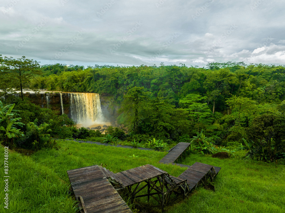 Waterfall cascade on rain forest Waterfall cascade on rain forest