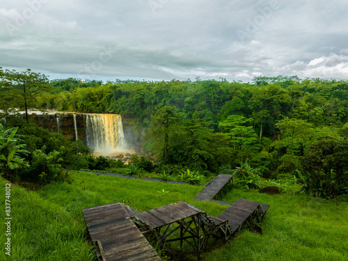 Waterfall cascade on rain forest