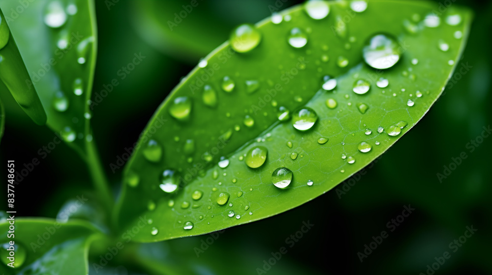 water drops on green leaf water drops on green leaf