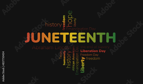 Juneteenth Freedom Day. Independence or Emancipation day. June 19. African-American history. Poster, greeting card, background.