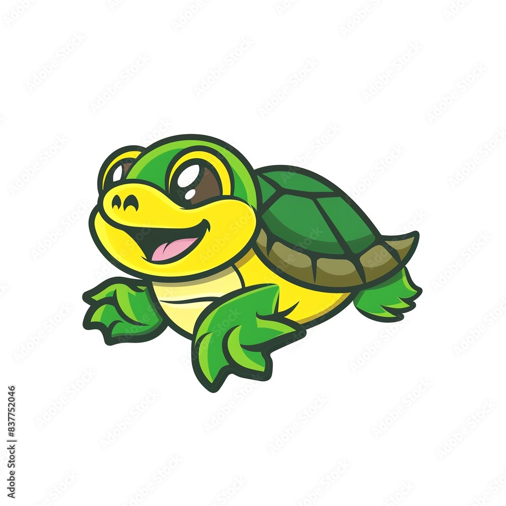 Cute cartoon turtle with a big smile, isolated on white background. Cute cartoon turtle with a big smile, isolated on white background.