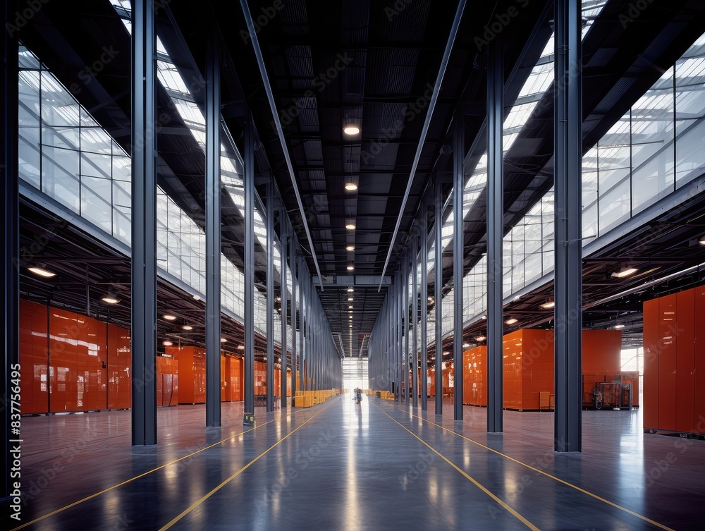 Expansive Modern Industrial Warehouse Interior Expansive Modern Industrial Warehouse Interior