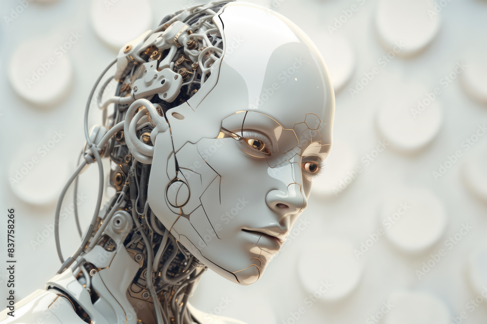 face of female android bio robot, gynoid closeup portrait, concept of cybernetics and biomechanics and robotics of future face of female android bio robot, gynoid closeup portrait, concept of cybernetics and biomechanics and robotics of future