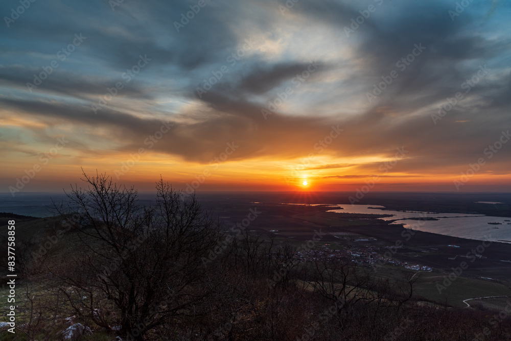 Sunset from Devin hill in Palava mountains in Czech republic Sunset from Devin hill in Palava mountains in Czech republic