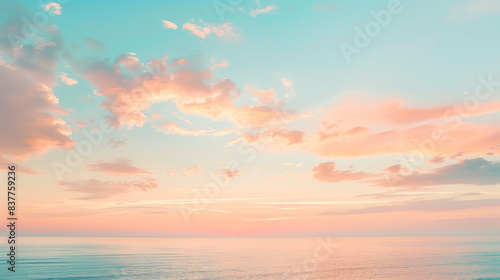 Serene Sunset Over the Calm Ocean Horizon With Soft Colors