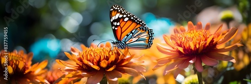 Vibrant Butterfly Perched on Radiant Flower Capturing Its Intricate Wing Details