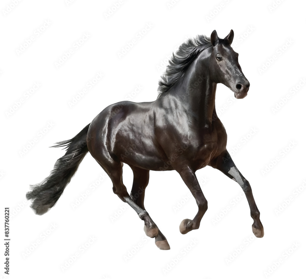 Running Black Horse, PNG file. Mockup template for artwork graphic design Running Black Horse, PNG file. Mockup template for artwork graphic design