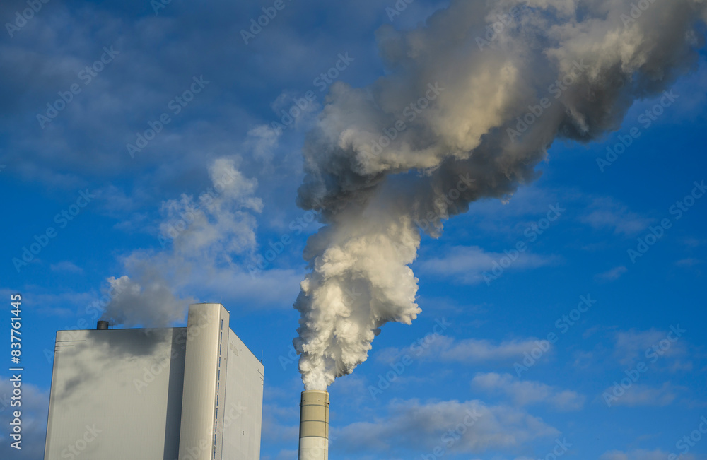Netherlands,South Holland,Rotterdam, Smoke stack of coal fired power station Netherlands,South Holland,Rotterdam, Smoke stack of coal fired power station