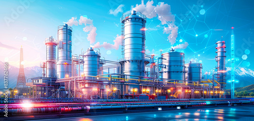 Wallpaper Mural Oil Refinery Power Plant, Storage Tanks, Petrochemical Factory Infrastructure, Oil Demand Price Chart - Industrial Energy Production Concepts Torontodigital.ca